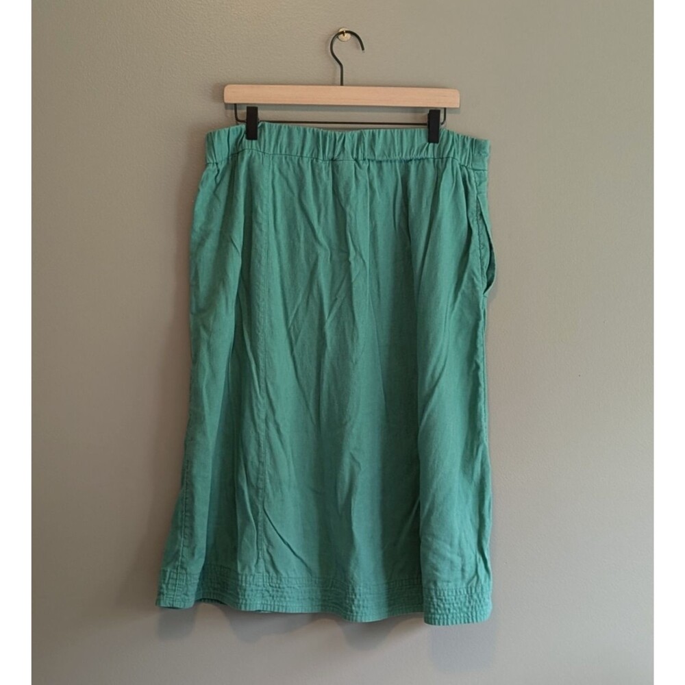 Universal Thread Womens XL Skirt Midi Button Down Green Linen Blend Boho Summer - Picture 7 of 7